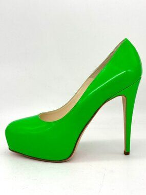 Brian Atwood MANIAC Patent Leather Platform Heels Pumps Shoes Apple Green